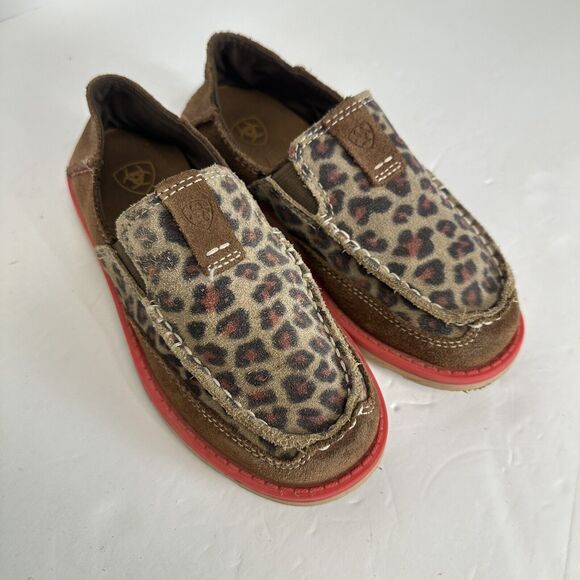 Girls Kids Ariat Cruiser Pull On Brown Suede Leopard Aztec‎ Shoes Size US 12.5 - Picture 6 of 10